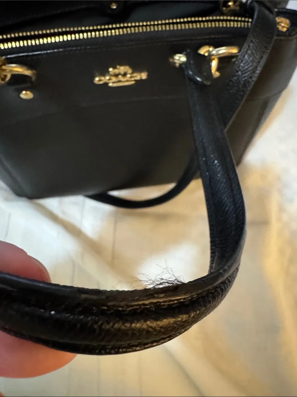 Coach Black Leather Satchel with Gold Hardware and Shoulder Strap